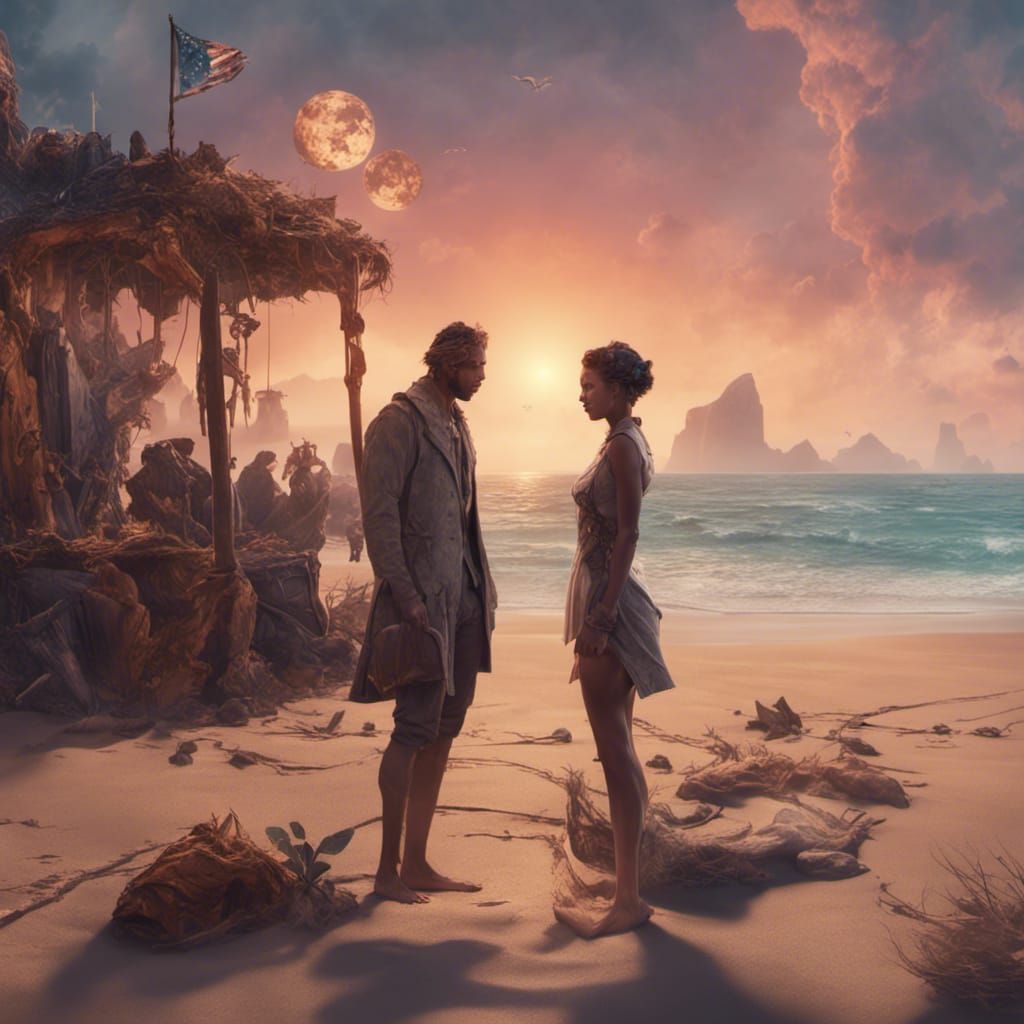 Interstellar Love Affair on a Fantasy Beach