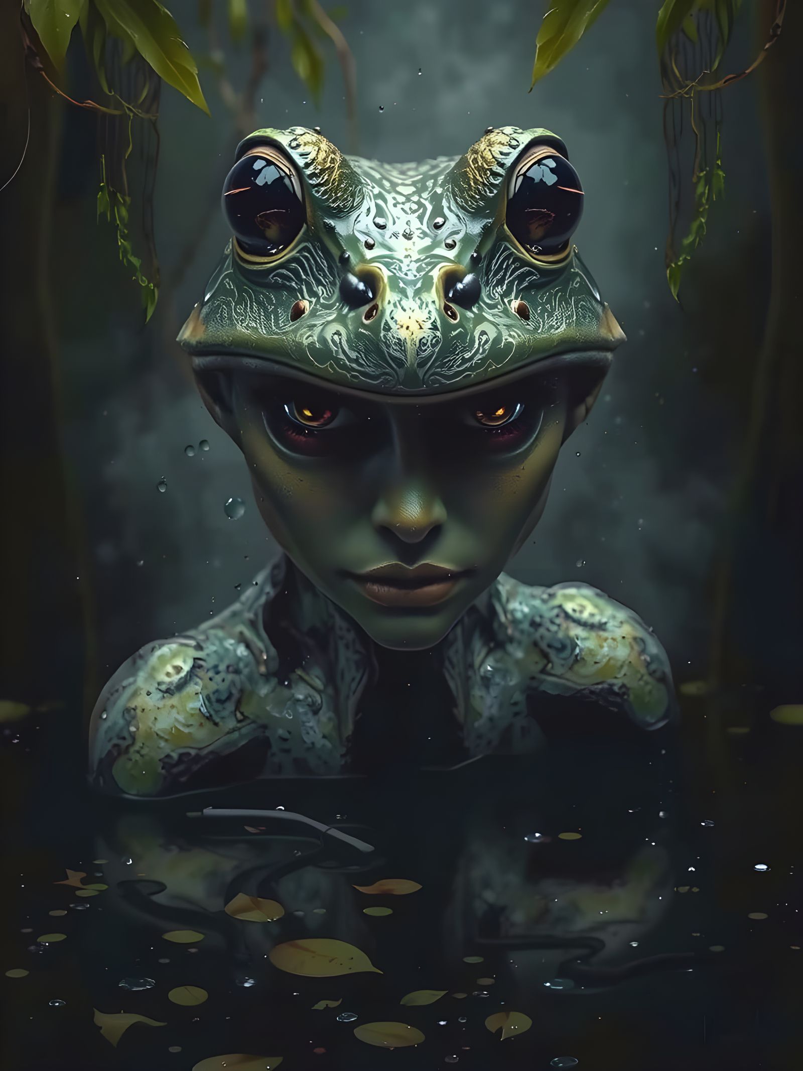 Hyper-Realistic Swamp Goddess in Oil Painting Style
