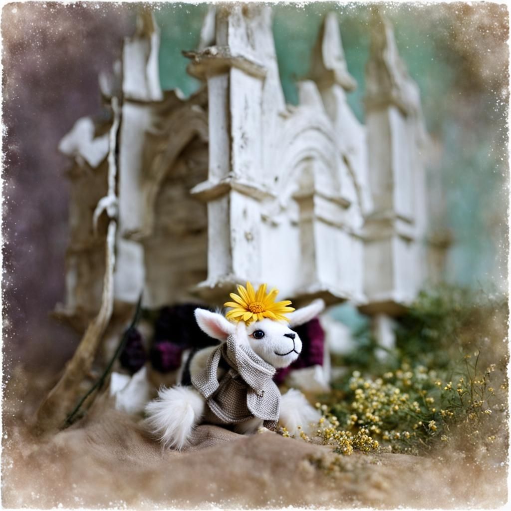 Happy Plushie Goats in Boots, Shabby Chic Style