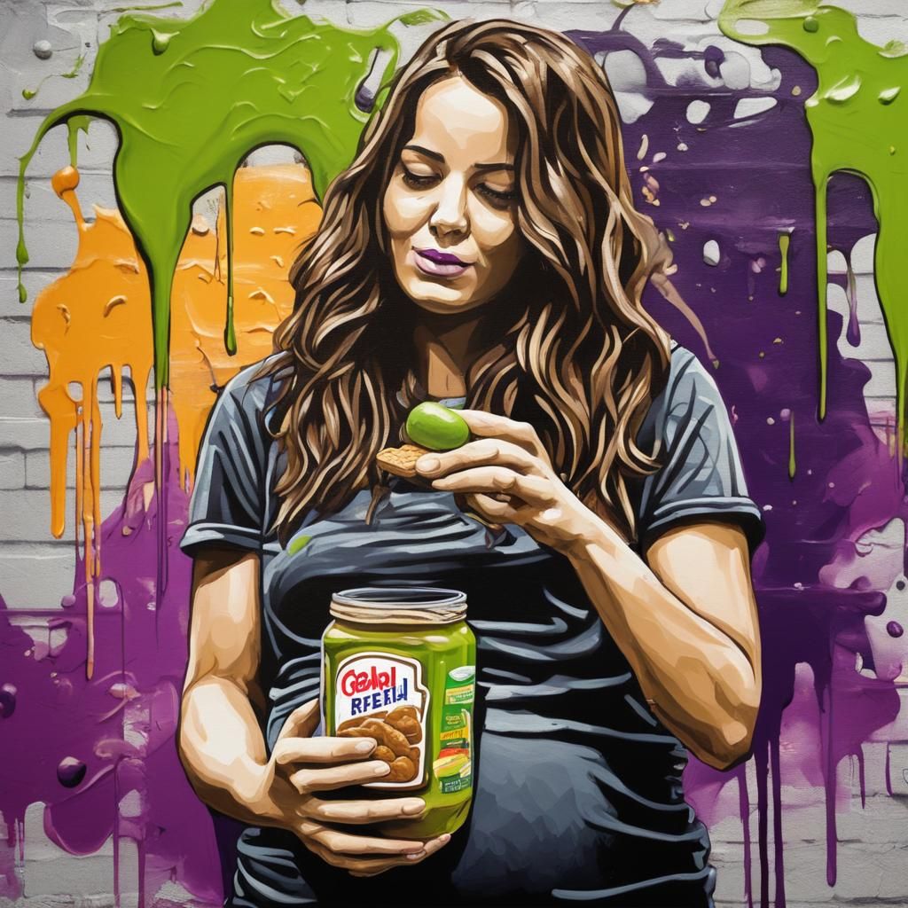 Pregnant Woman's Colorful Graffiti Art Portrait