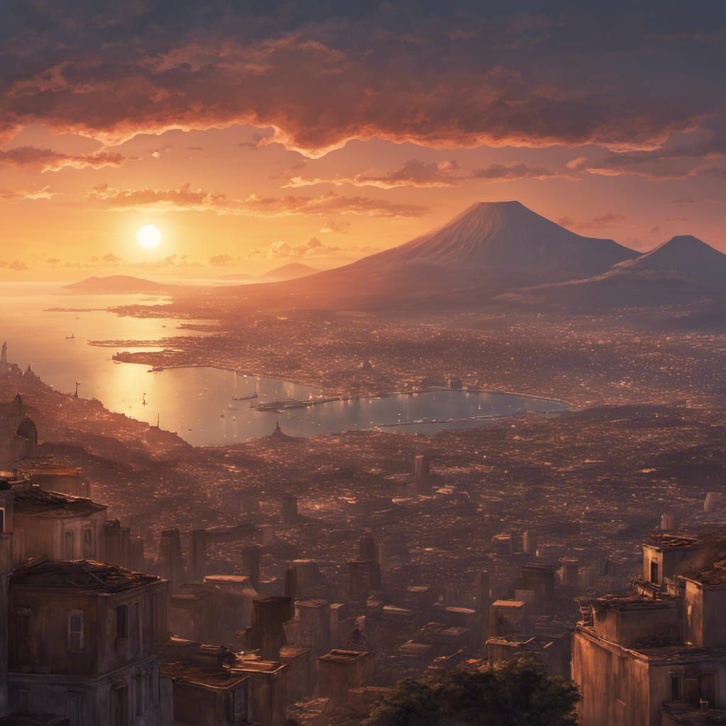 Sunset Over Naples From Vesuvius: GTA Style