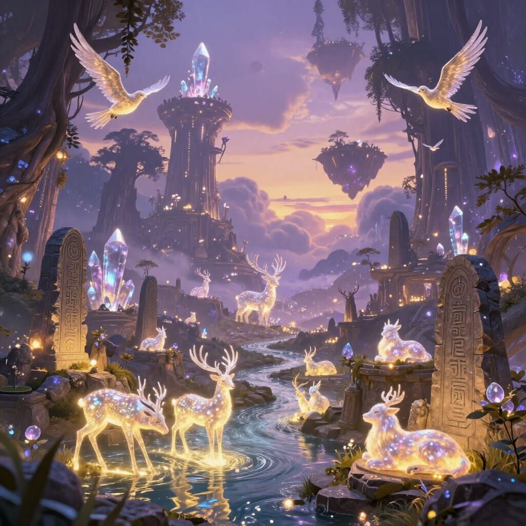Crystal Beasts in Eternal Twilight Fantasy World