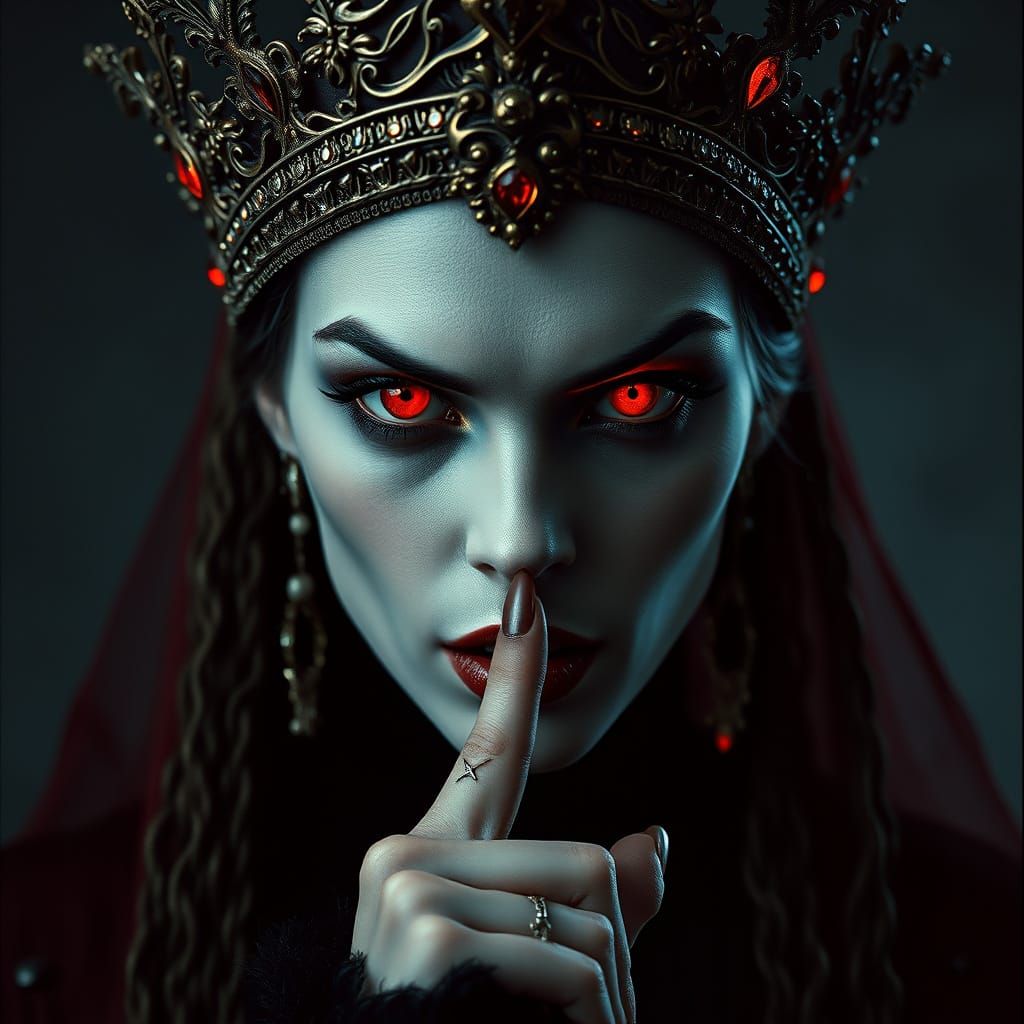 Majestic Vampire Queen in Cinematic, Photorealistic Portrait