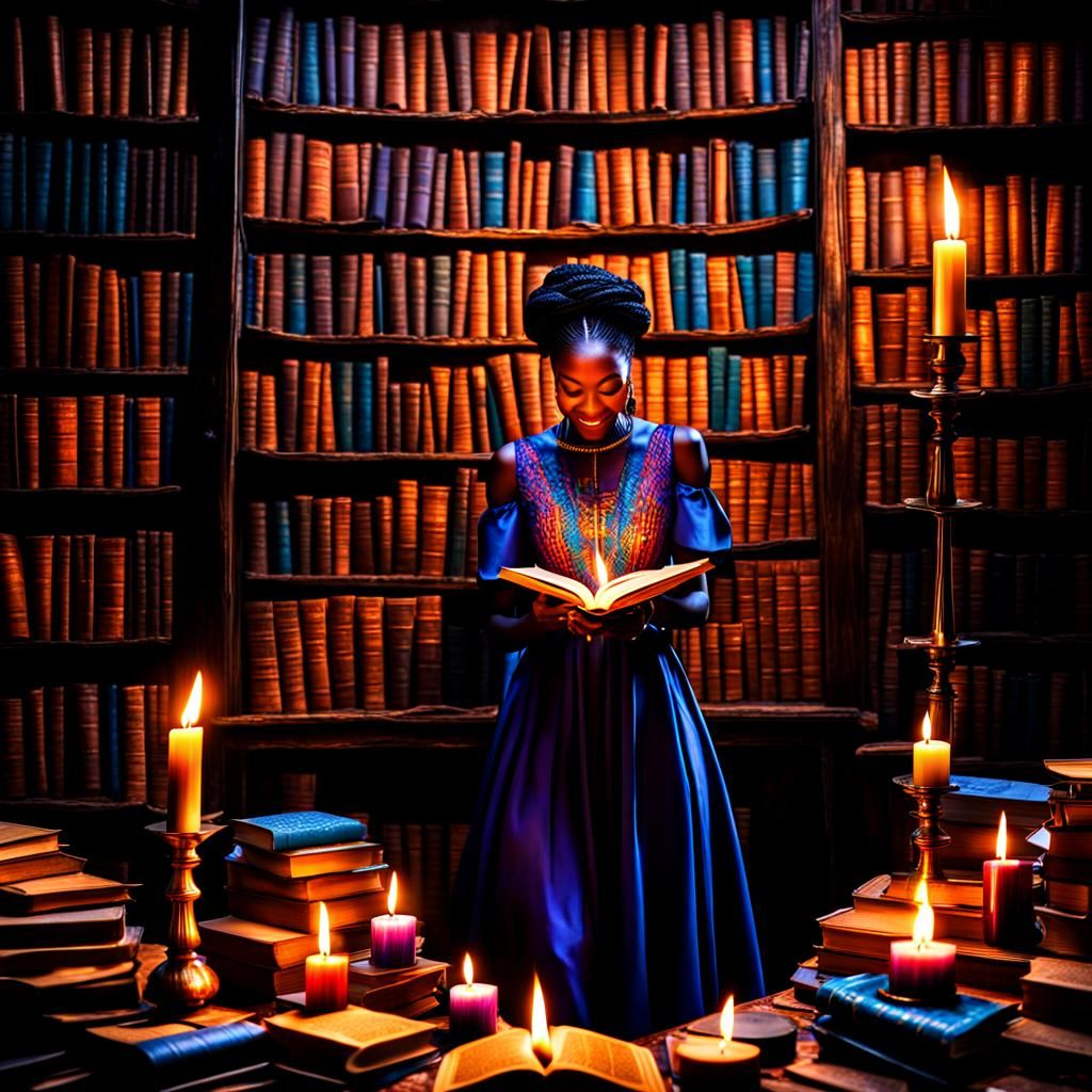 Smiling Girl with Burning Candles, HDR