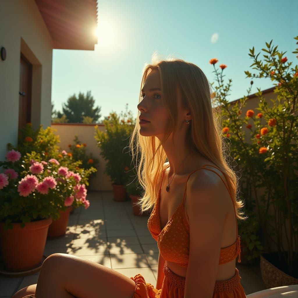 Woman in Flower Garden, Terrence Malick Style