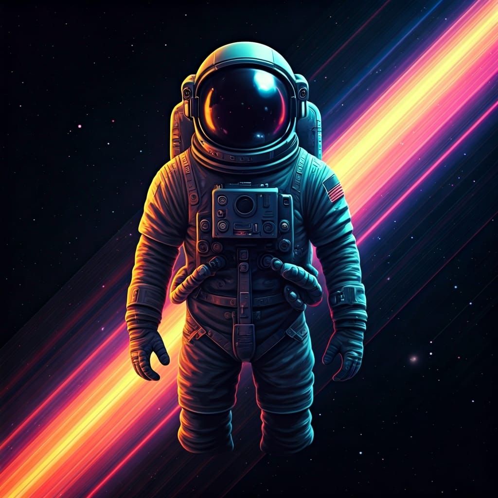 Astronaut in Starry Outerspace: A Digital Art Scene