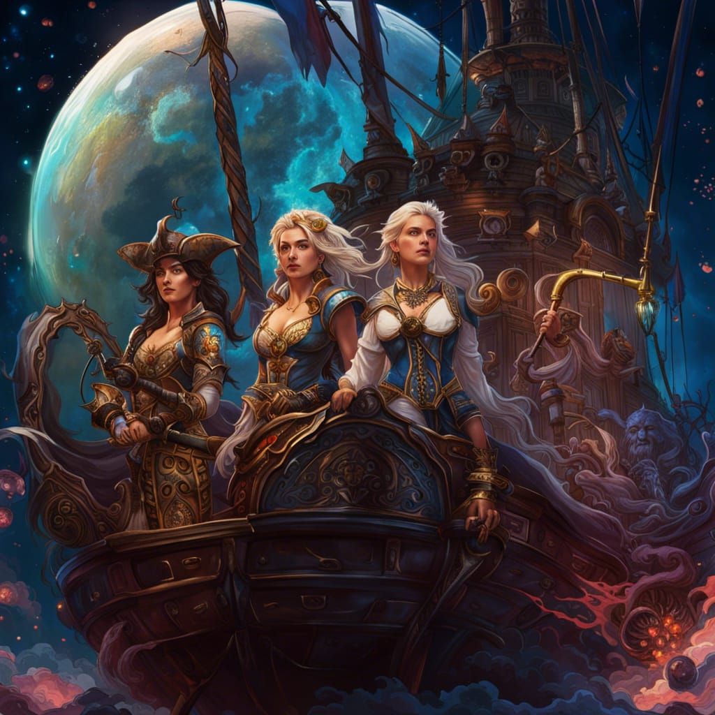 Beautiful Pirates on a Space Pirate Ship.