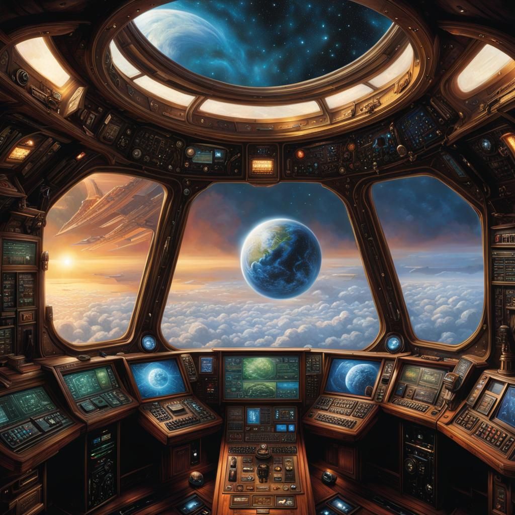 Starship Cockpit in Comic Book Style