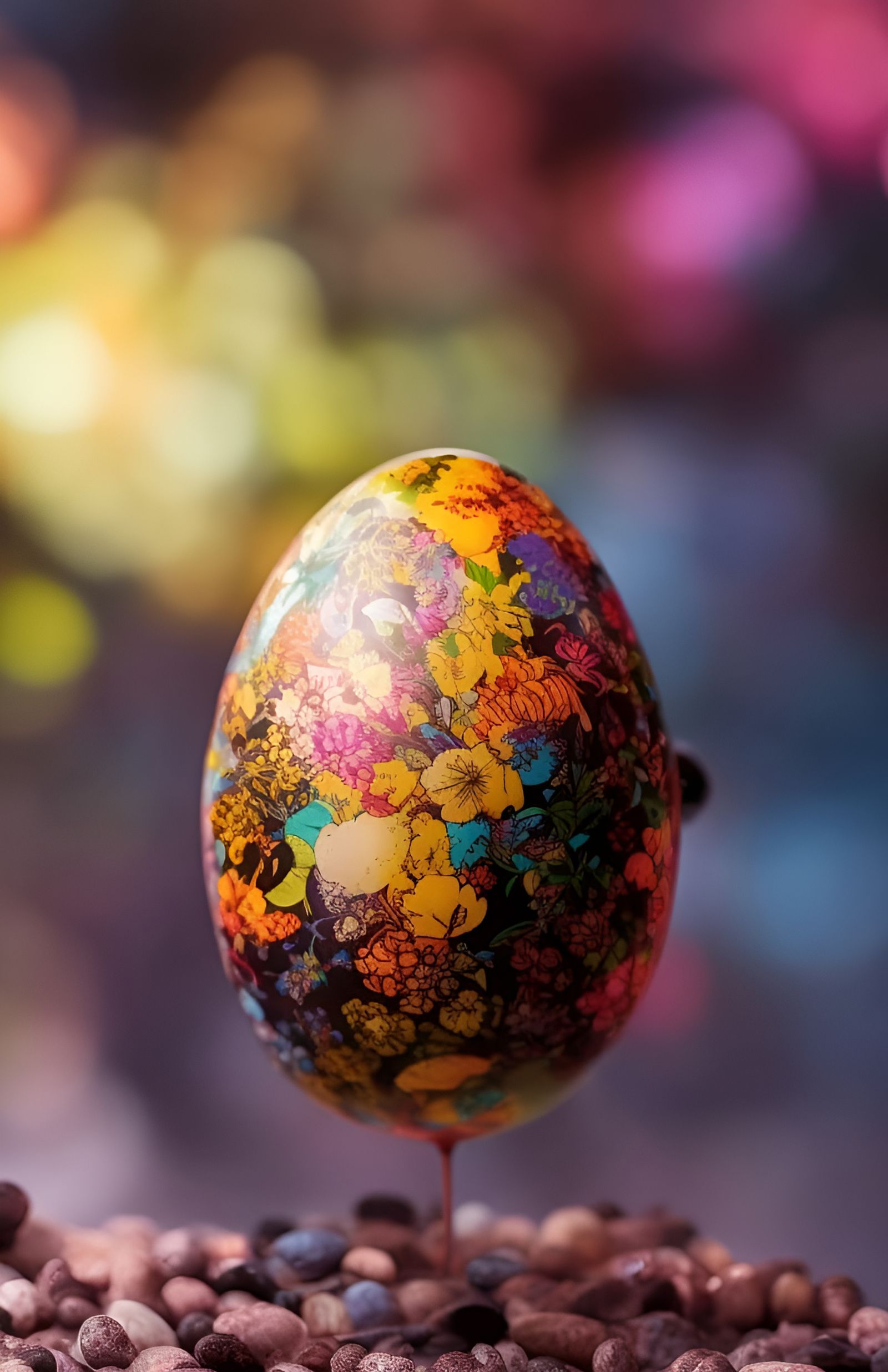 Punk Rock Easter Egg in a Marbling Oil Style
