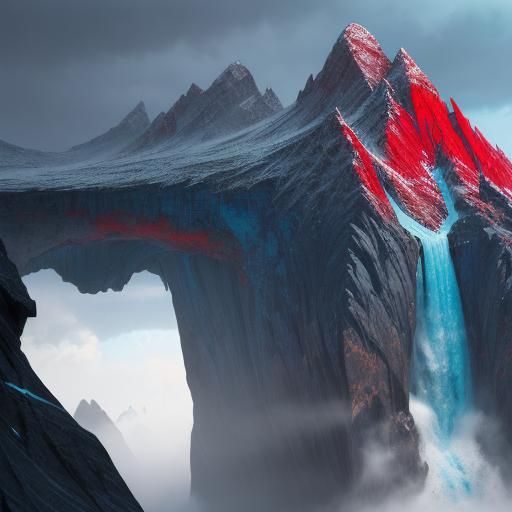 Gloomy Winter Mountain Landscape on Parchment Paper