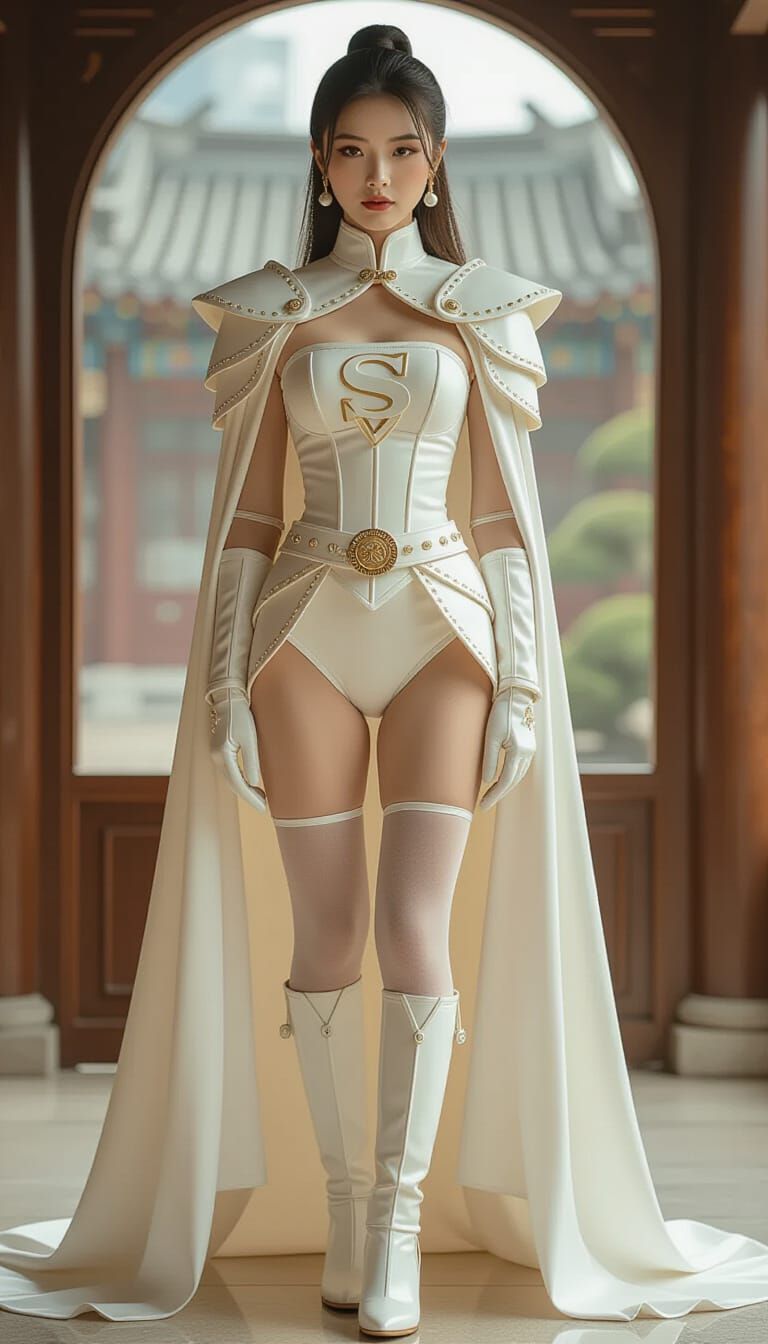 Futuristic Fortune Teller in Pearl Milk Tea Outfit