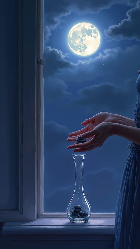 A Woman's Gentle Hands Lift Stones Under the Soft Glow of a ...