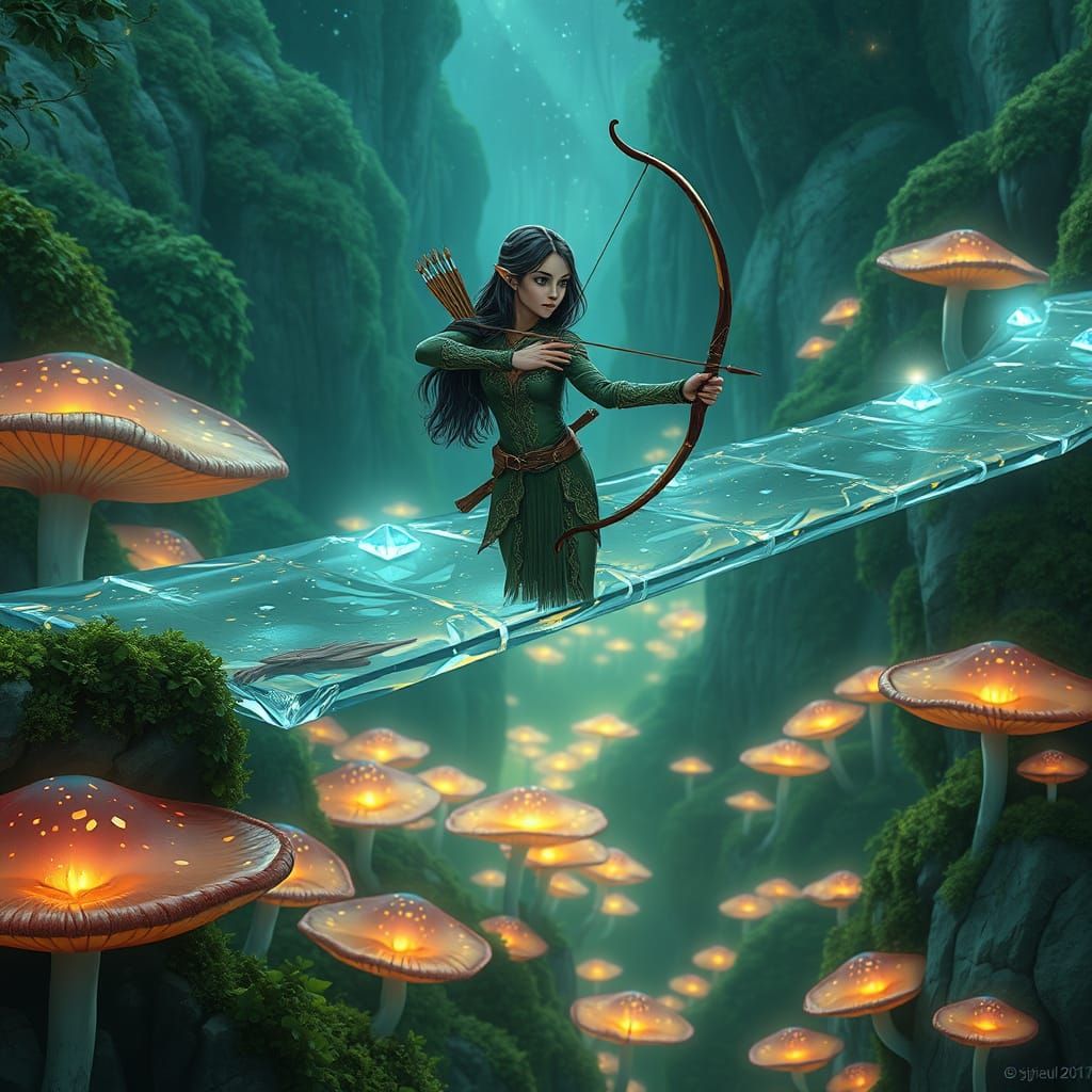 Ethereal Crystal Bridge in a Dreamlike Valley