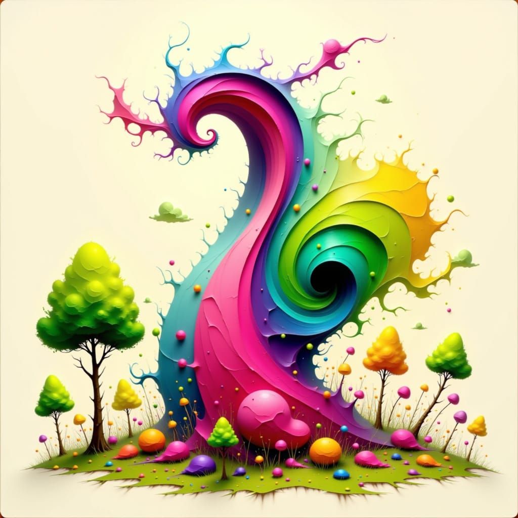 Iridescent Vortex Tunnel in Abstract Expressionist Style