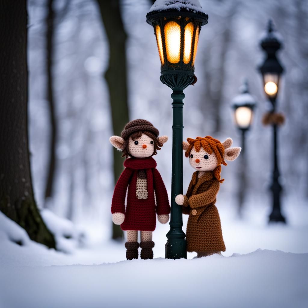 Crochet Mr Tumnus and Lucy in Narnia