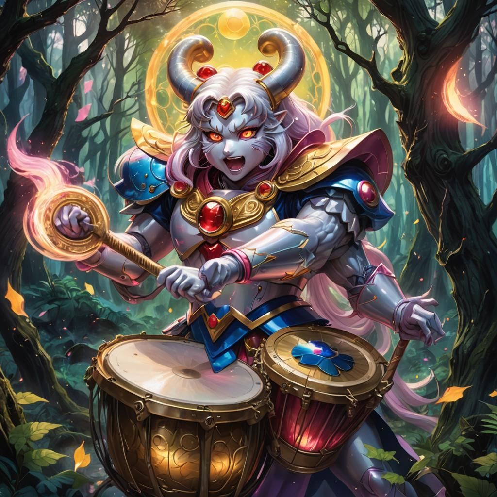 Sailor Moon as Ogre Drummer in Mystical Forest
