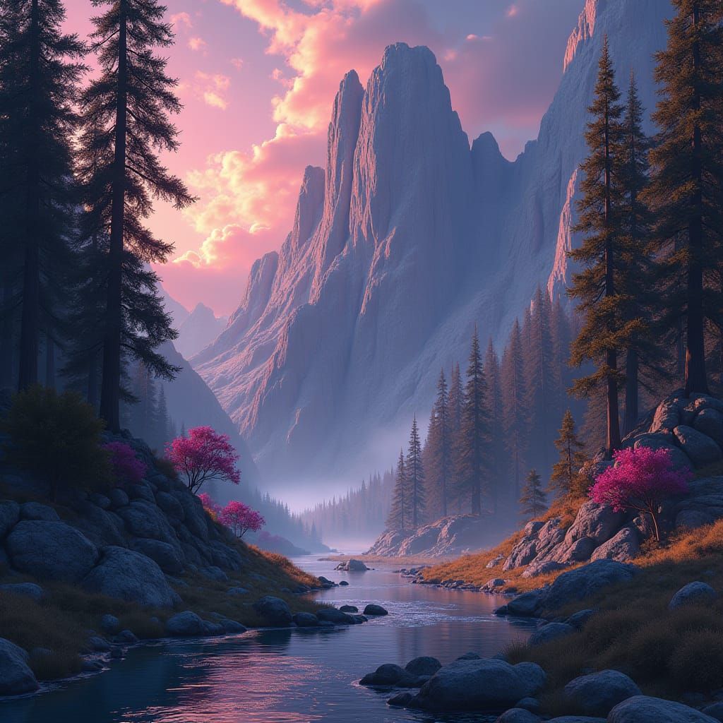 Vibrant Fantasy Landscape in Trending Art Style