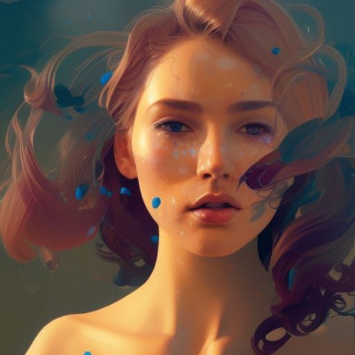 70s-Inspired Blueberry Portrait in Vibrant Triadic Colors