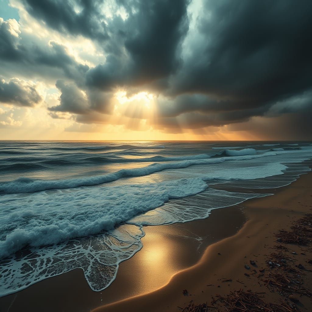 Stormy Ocean View from Aerial Perspective