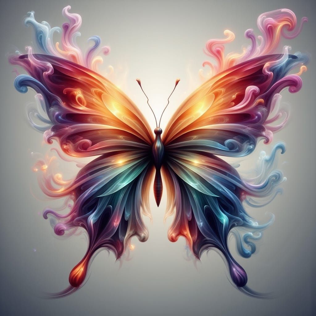 „Farben, Licht und Fantasie: Ein digitaler Tanz auf Schmetterlingsflügeln aus reiner Kreativität“