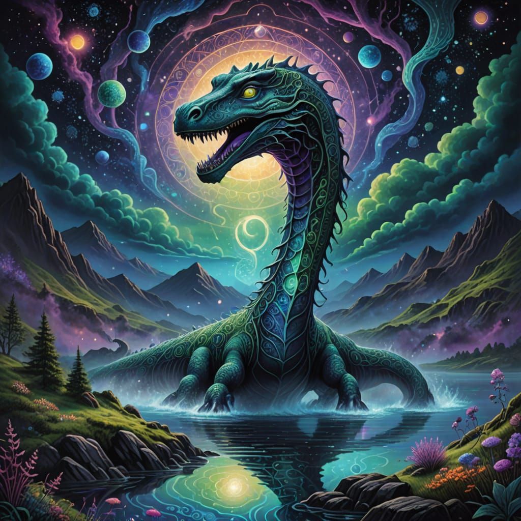 Holographic Loch Ness Monster in Cosmic Illustration