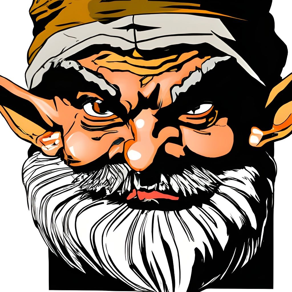 Dwarf Portrait in Flat Comic Book Style