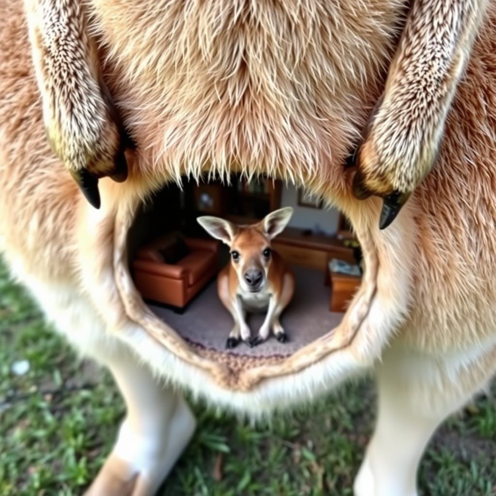 Kangaroo Pouch Reveals Furnished Living Room