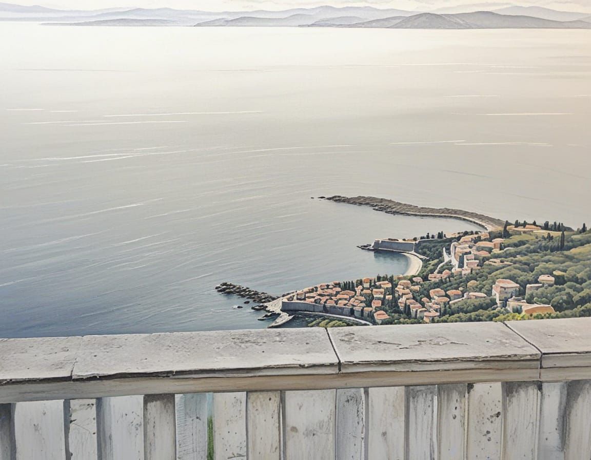 Adriatic Sea View from Veranda Painting