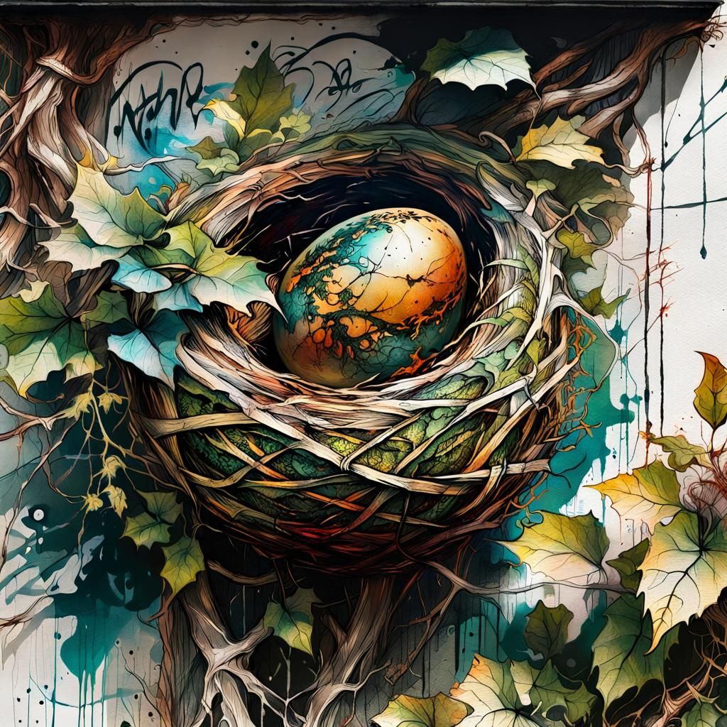 Dragon Egg Nest in Graffiti Art Style