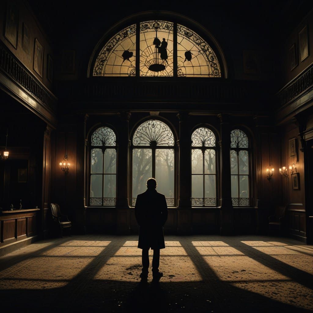 Dramatic Theatre Silhouette in Golden Light