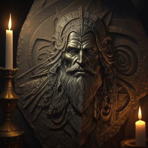 Ominous Wizard Casting Spell: Pen and Ink Illustration