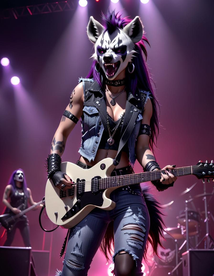 Furry Hyena Black Metal Guitarist