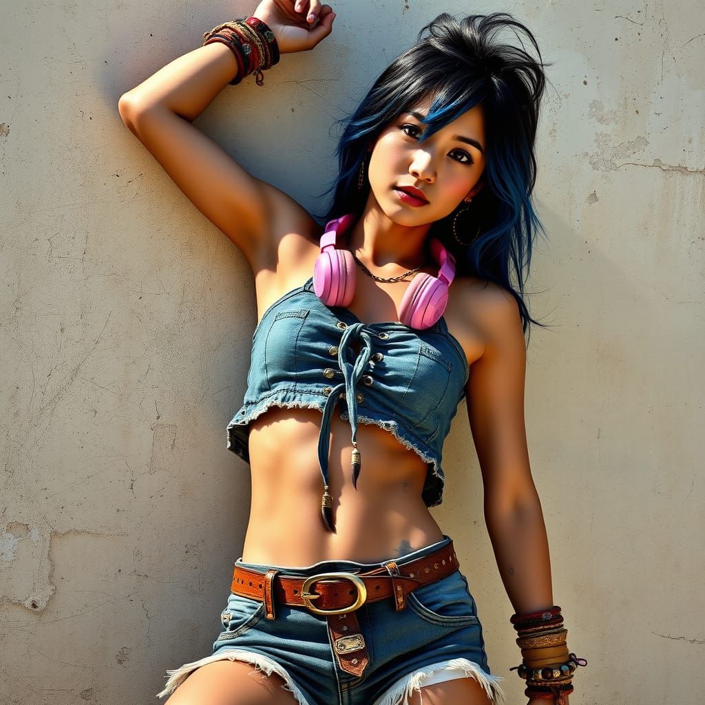 Rebellious Korean Woman in Post-Apocalyptic Fashion