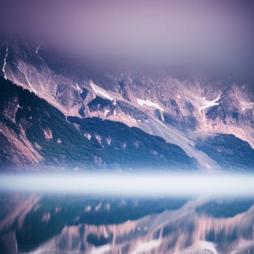 Misty Mountain Landscape Reflected: Photography