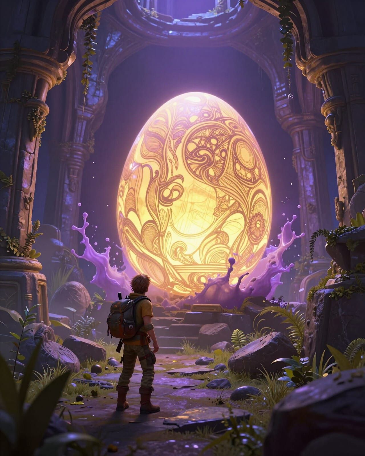 Archaeologist Discovers Glowing Alien Egg in Ancient Ruins