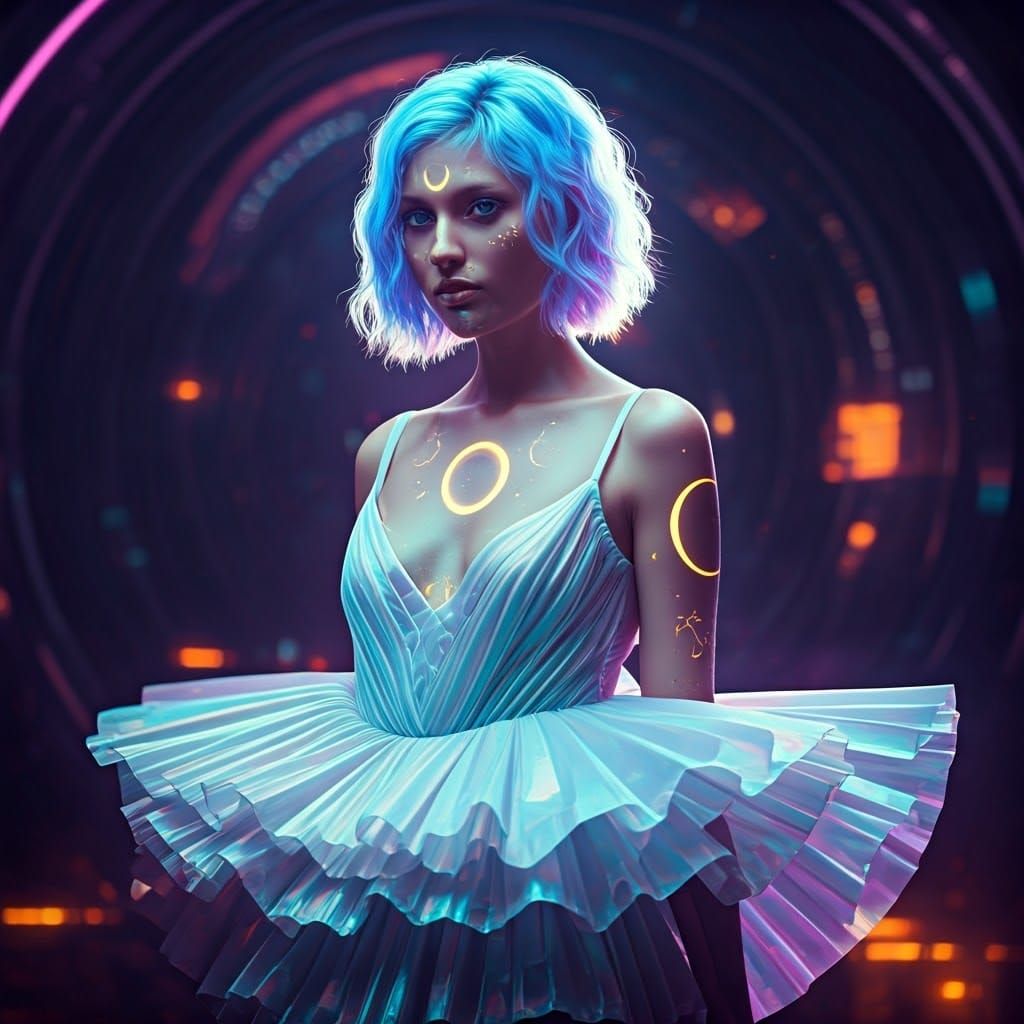 Neon Goddess in Hyper-Futuristic Couture