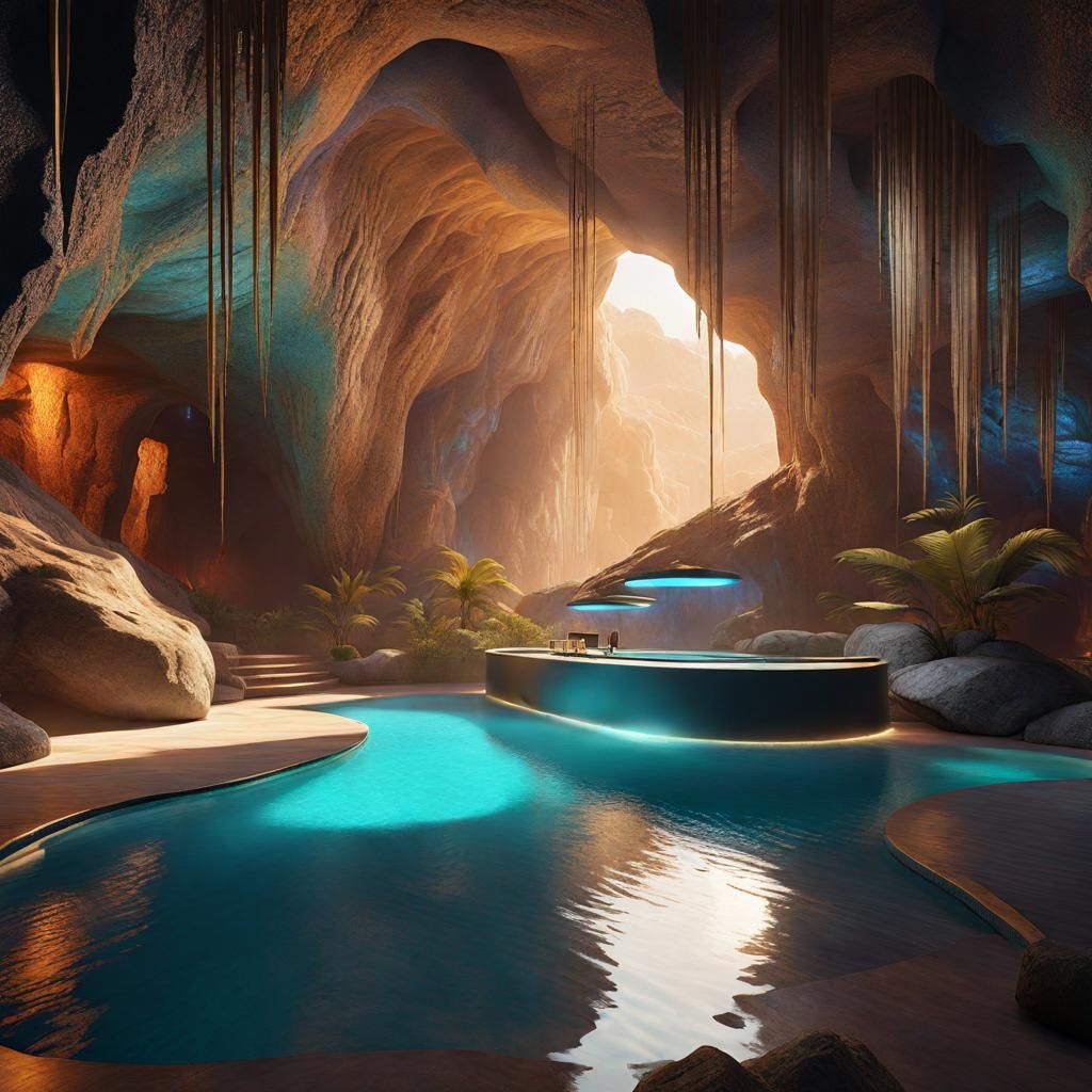 Luxury Cave Spa with Jacuzzis in Gothic Art Style