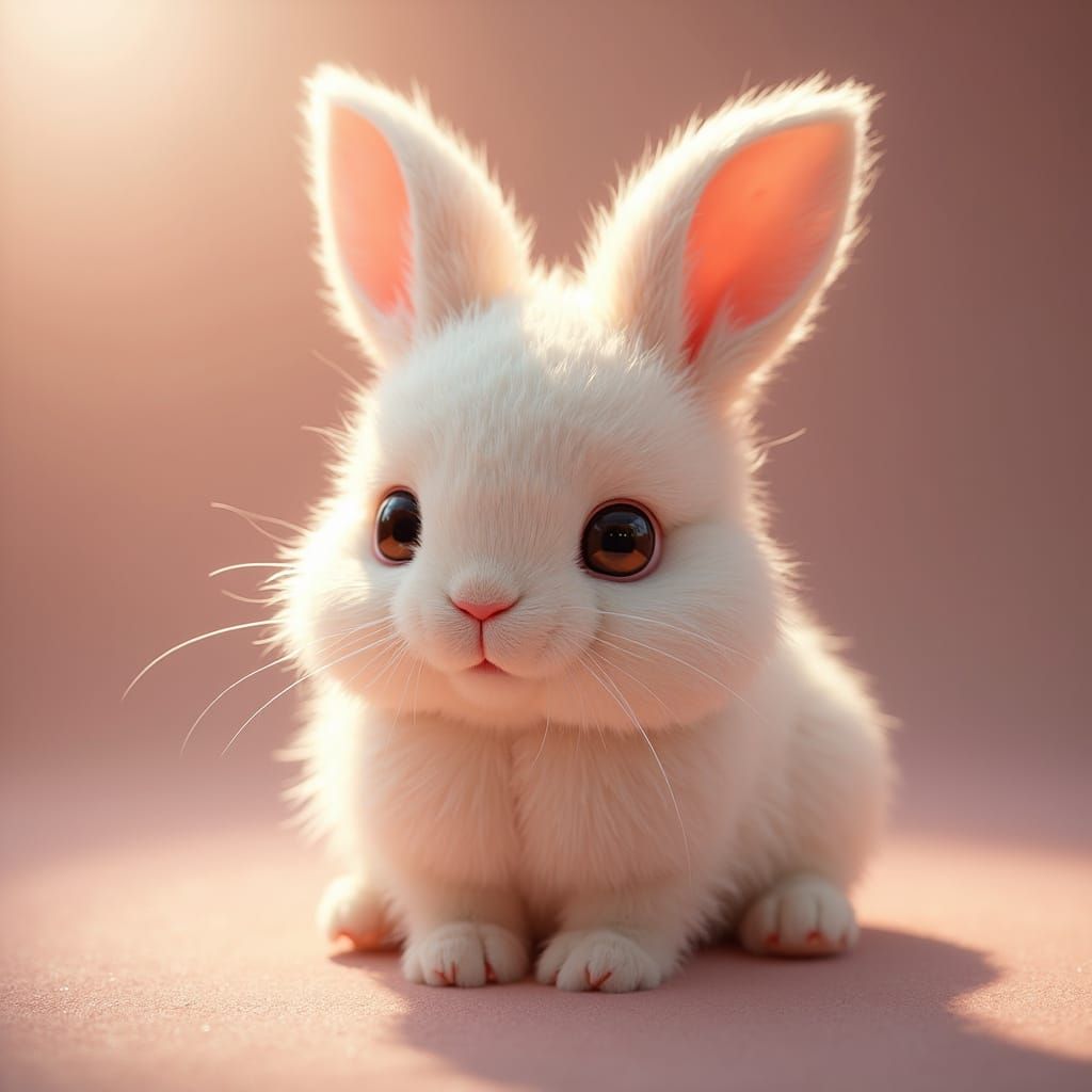 Hyperrealistic Fluffy Bunny with Silky, Glowing Fur