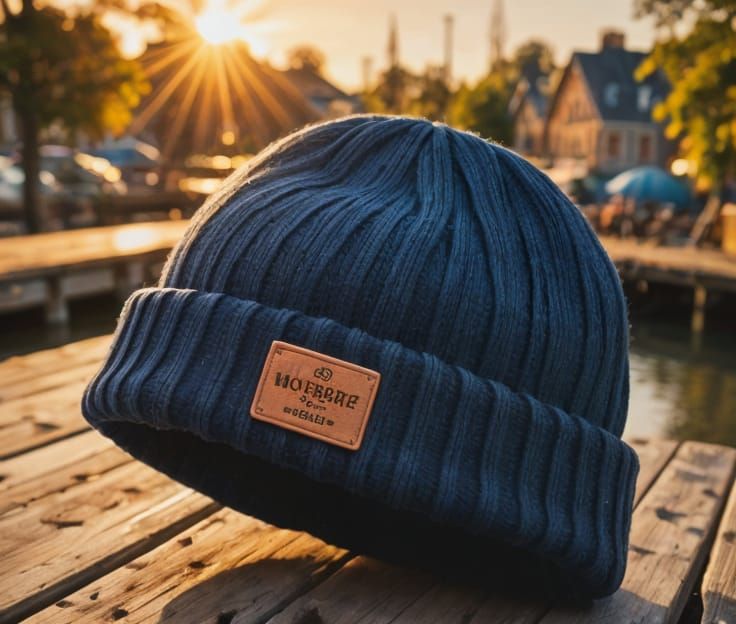 Stylish Knit Cap Adorned with Nautical Accents