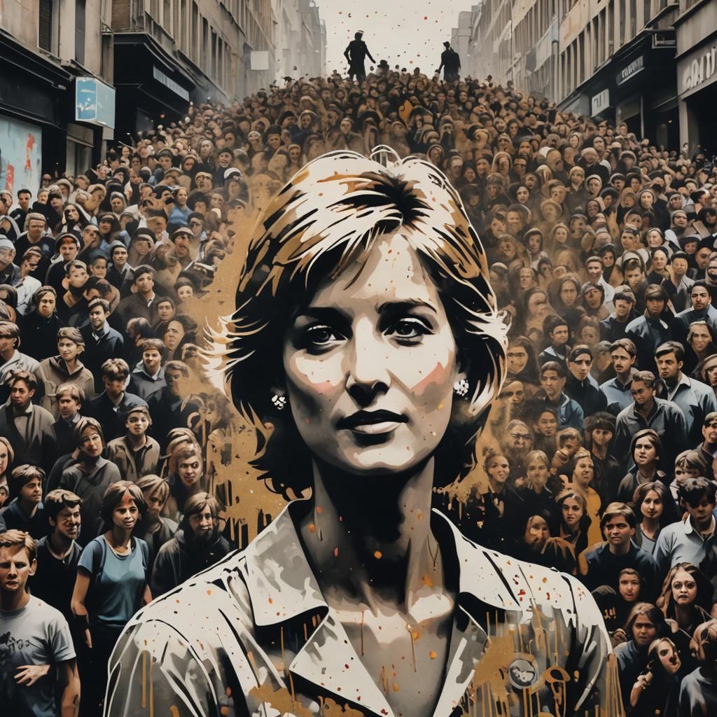 Princess Diana Stencil Art in Banksy Style