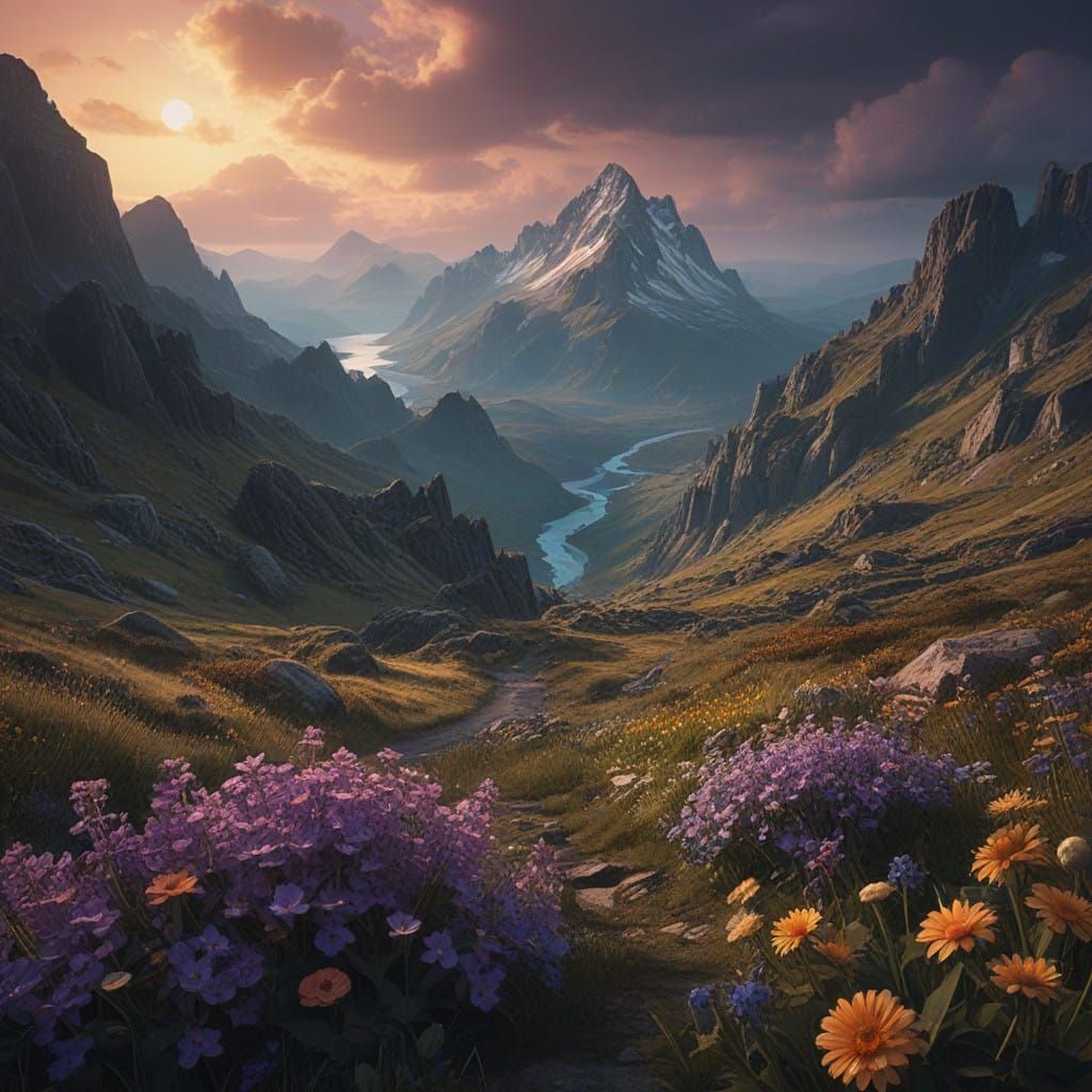 Vibrant Wildflower Bouquet in the Scottish Highlands