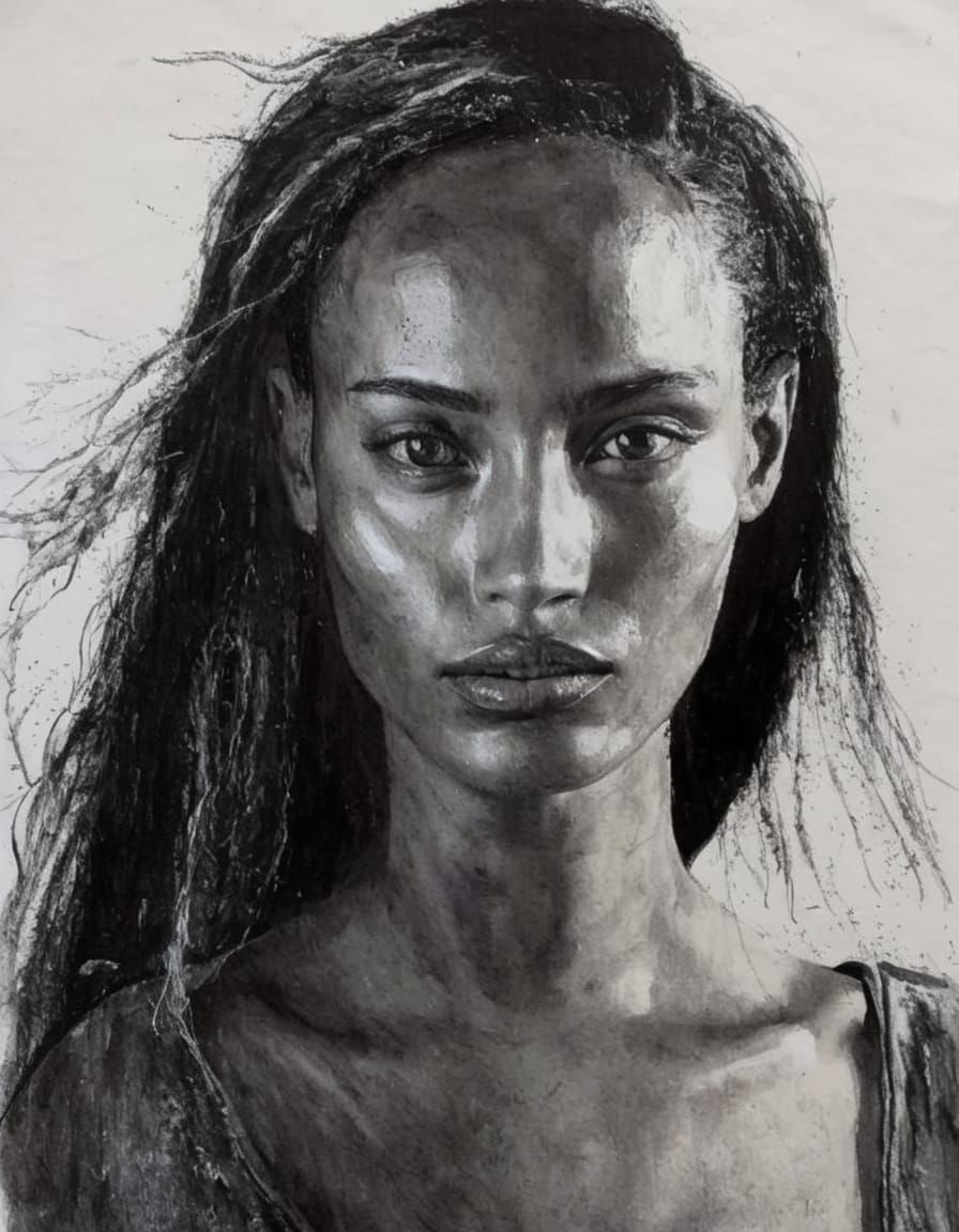 Gothgirl Portrait in Impasto Style