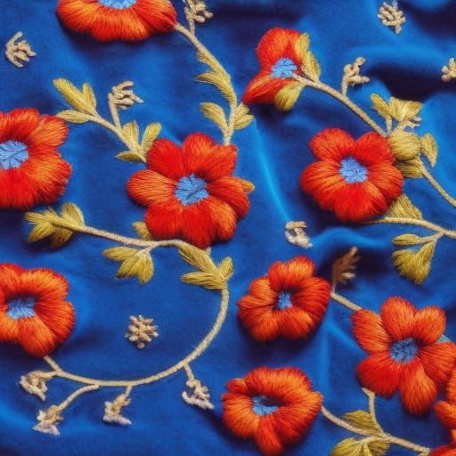 Royal Blue Velvet Blanket with Flowers in 4K