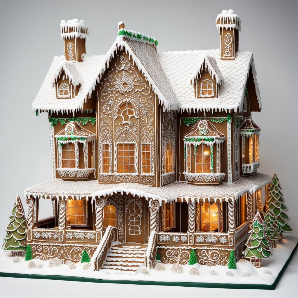 Elaborate Iridescent Gingerbread House for Christmas