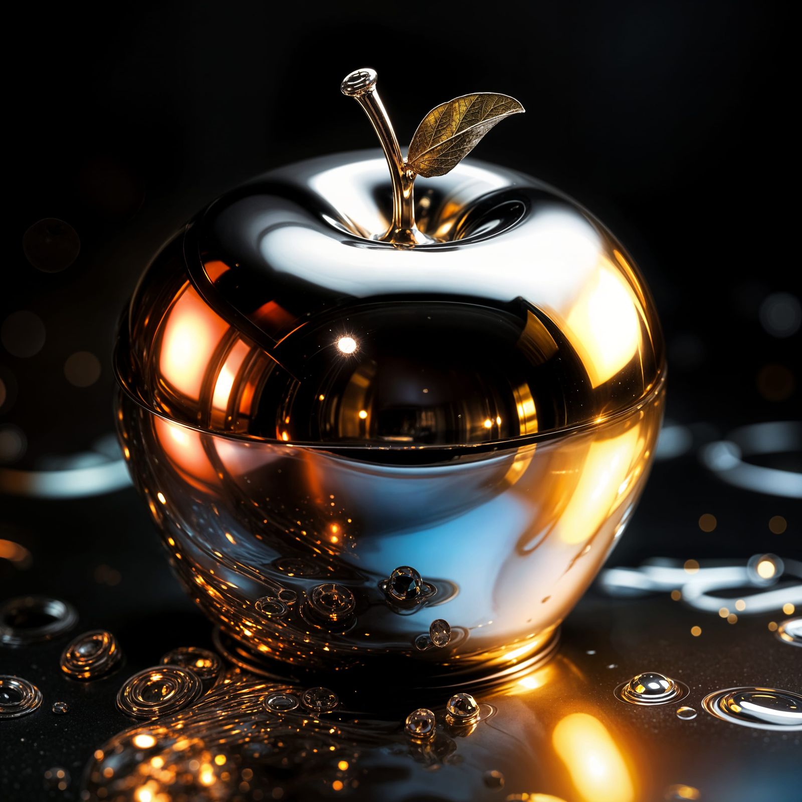 Luxurious Metallic Apple in Vivid Gold