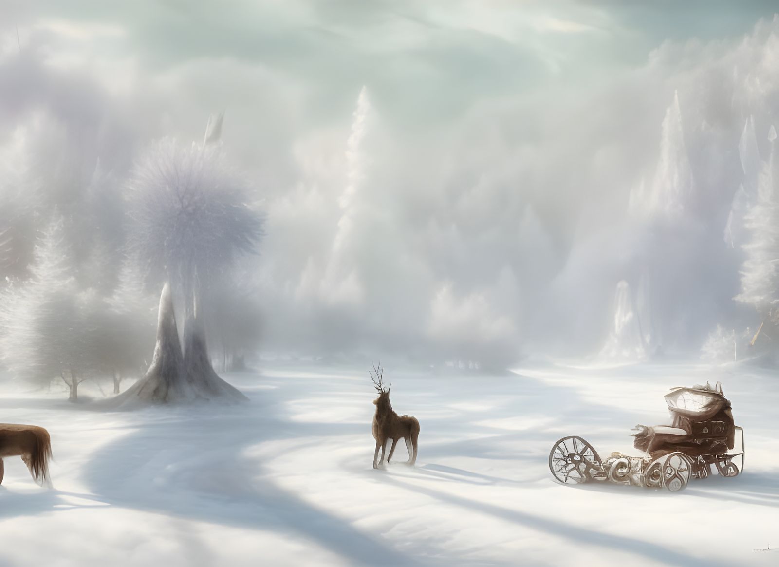 Magical Winter Forest Landscape in Hyper-Realistic Style