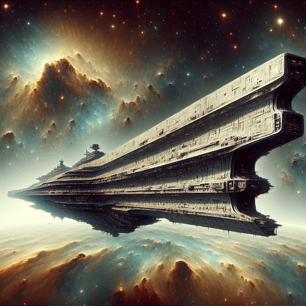 Symmetrical Ancient Starship in Deep Space