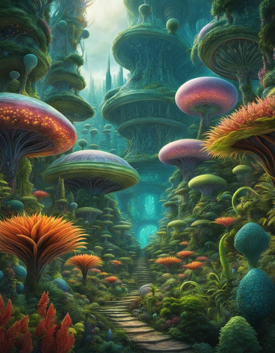 Exotic Alien Lifeform in Lush Ecosystem: Maximalist Matte Pa...