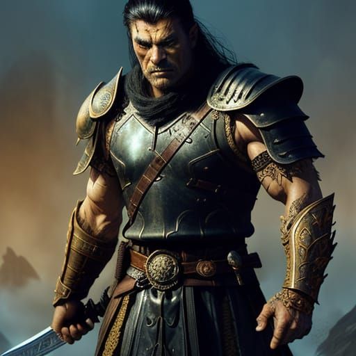 Warrior with Runes: A Dark Fantasy Illustration