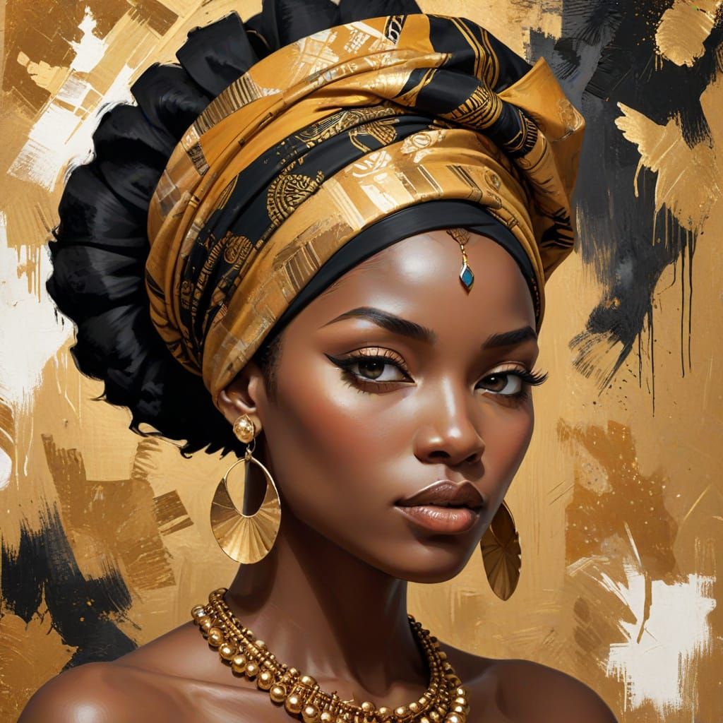 An elegant and striking artistic depiction of a Black woman in profile silhouette.